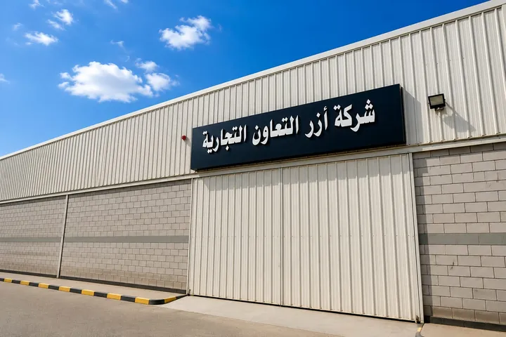 واجهة مبنى تحمل اسم شركة أزر التعاون التجارية